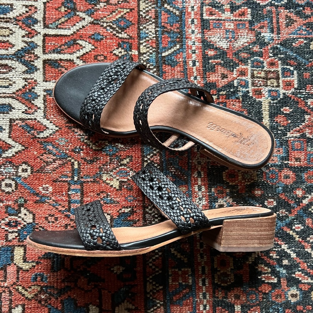 Madewell woven low heel mule sandal slide heels